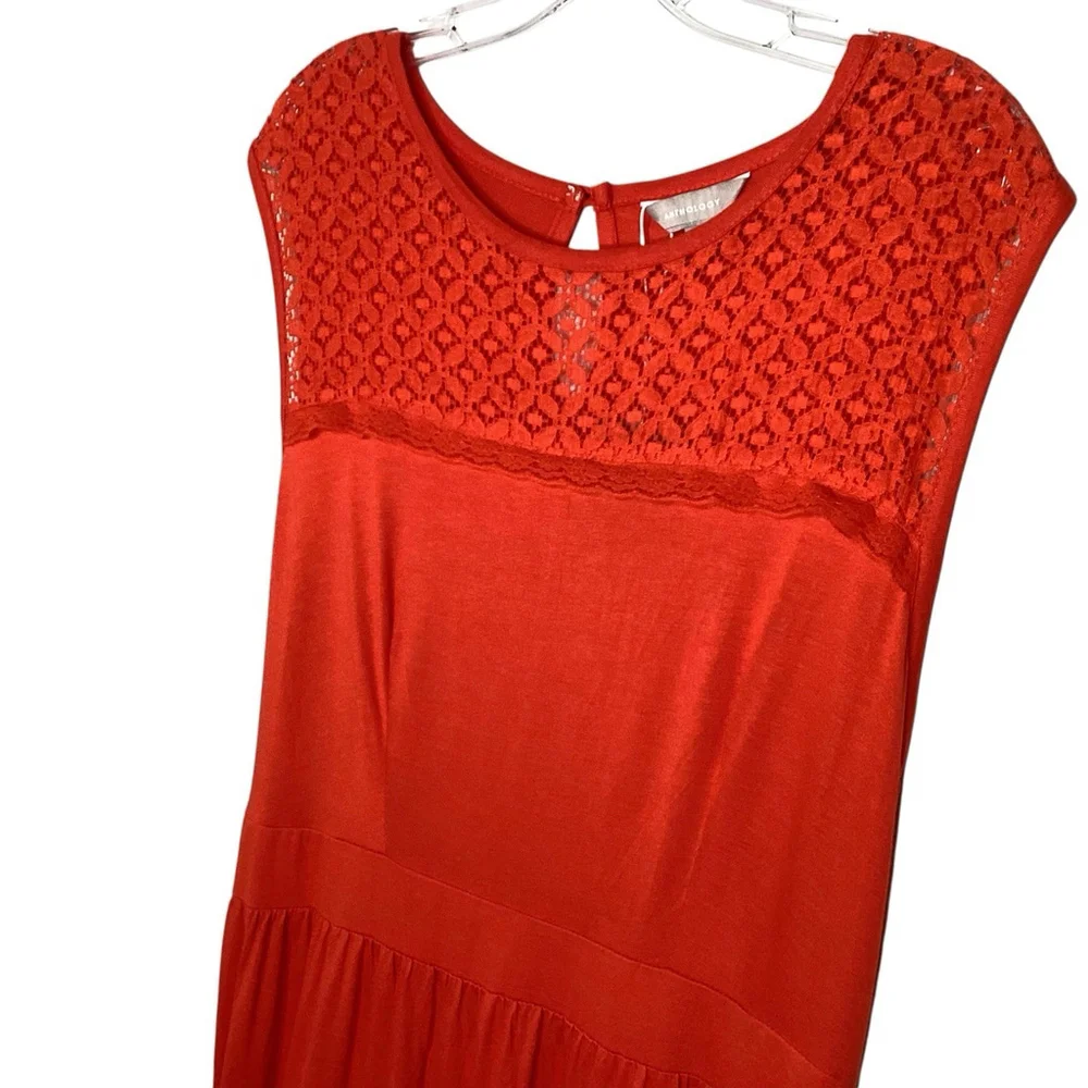 Anthology Maxi‎ Dress Sz 14 Orange Prairie Boho Festival Lace Stretchy New
